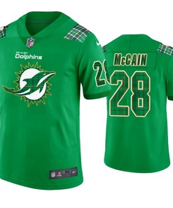 Miami Dolphins #28 Bobby Mccain Jersey St. Patricks Day Kelly Green Lucky - Men