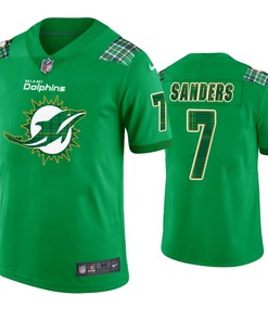 Miami Dolphins #7 Jason Sanders Jersey St. Patricks Day Kelly Green Lucky - Men