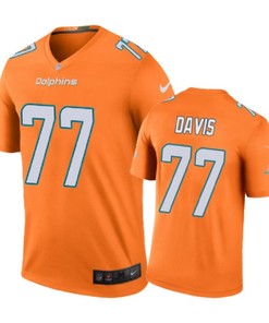 Miami Dolphins #77 Jesse Davis Nike Color Rush Orange Jersey