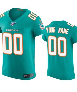 Miami Dolphins Custom Aqua 100th Season Vapor Elite Jersey