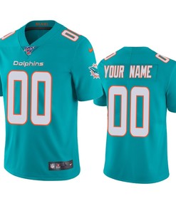 Miami Dolphins Custom Aqua 100th Season Vapor Limited Jersey