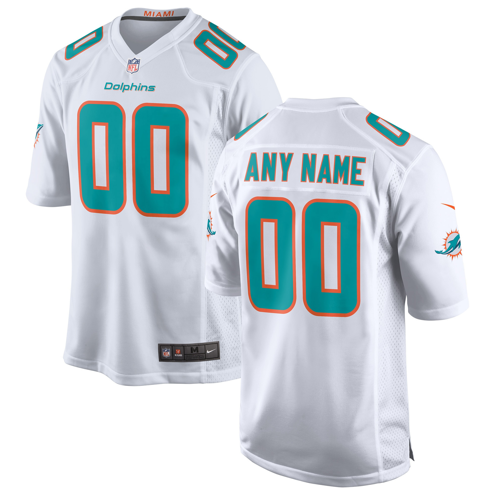 Miami Dolphins Custom Game Jersey - White Custom Jerseys Nfl