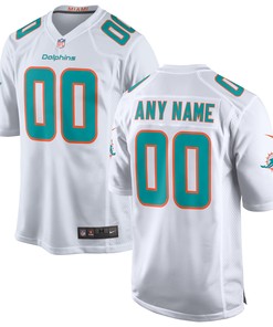 Miami Dolphins Custom Game Jersey - White Custom Jerseys Nfl