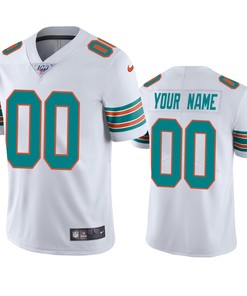 Miami Dolphins Custom White 100th Season Vapor Limited Jersey