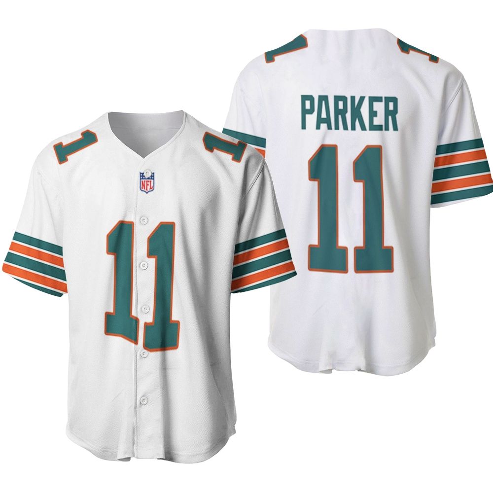 Miami Dolphins Devante Parker #11 Nfl American Football White 2019 Alternate Game 3d Designed Allover Custom Gift For Dolphins Fans Baseball Jersey