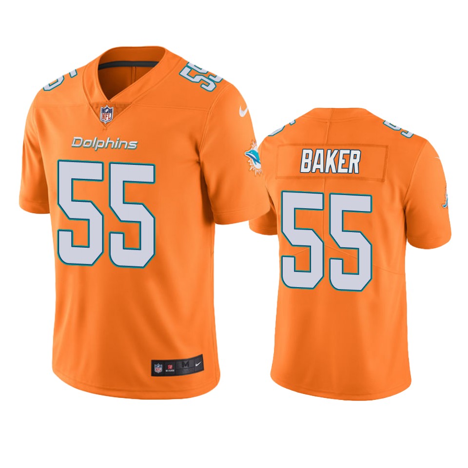 Miami Dolphins Jerome Baker Orange Nike Color Rush Limited Jersey