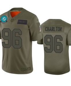 Miami Dolphins Taco Charlton Olive 2019 Salute To Service Limited Jersey