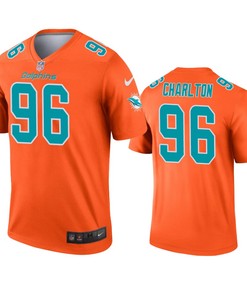 Miami Dolphins Taco Charlton Orange Inverted Legend Jersey