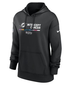 Miami Dolphins Women's 2022 NFL Crucial Catch Therma Performance Pullover Hoodie - Black