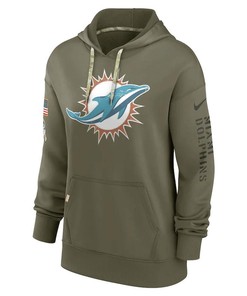 Miami Dolphins Women's 2022 Salute To Service Performance Pullover Hoodie - Olive