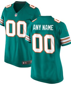 Miami Dolphins Womens Alternate Custom Game Jersey - Aqua Custom Jerseys Nfl