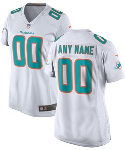 Miami Dolphins Womens Custom Jersey - White Custom Jerseys Nfl
