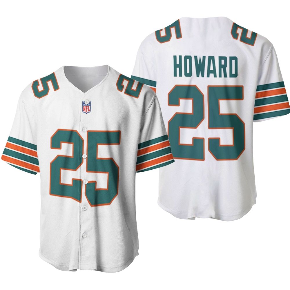 Miami Dolphins Xavien Howard #25 Nfl American Football White 2019 Alternate Game 3d Designed Allover Custom Gift For Dolphins Fans Baseball Jersey