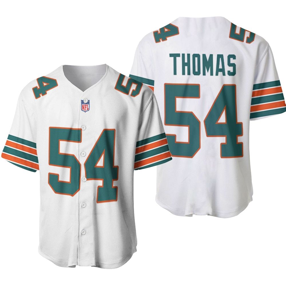 Miami Dolphins Zach Thomas #54 Nfl American Football White 2019 Alternate Game 3d Designed Allover Custom Gift For Dolphins Fans Baseball Jersey