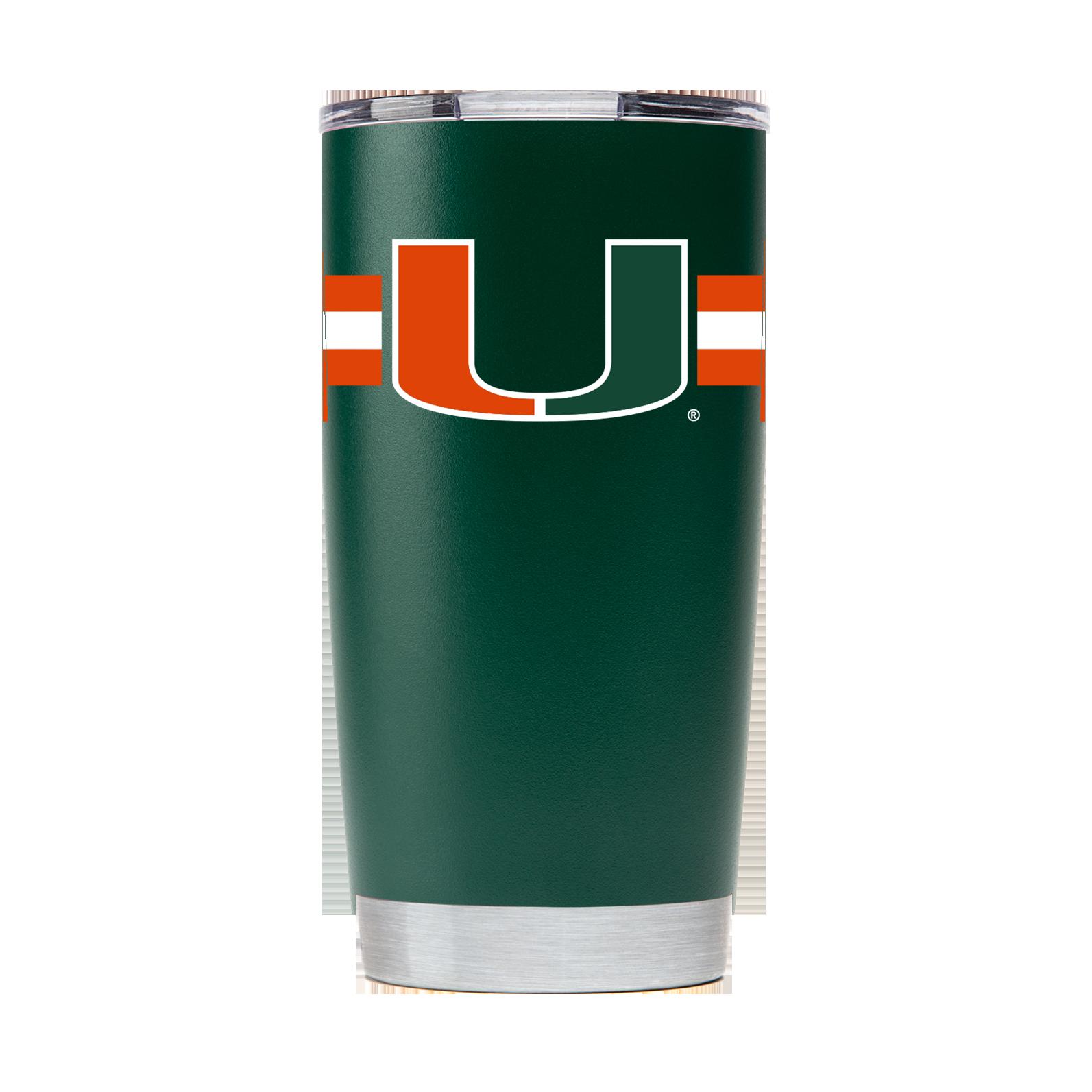 Miami Green Striped Stainless Steel Tumbler Gift for Fan