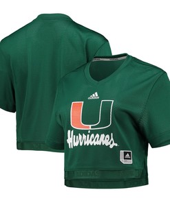 Miami Hurricanes Adidas Womens Primegreen V-neck Cropped Jersey - Green Ncaa
