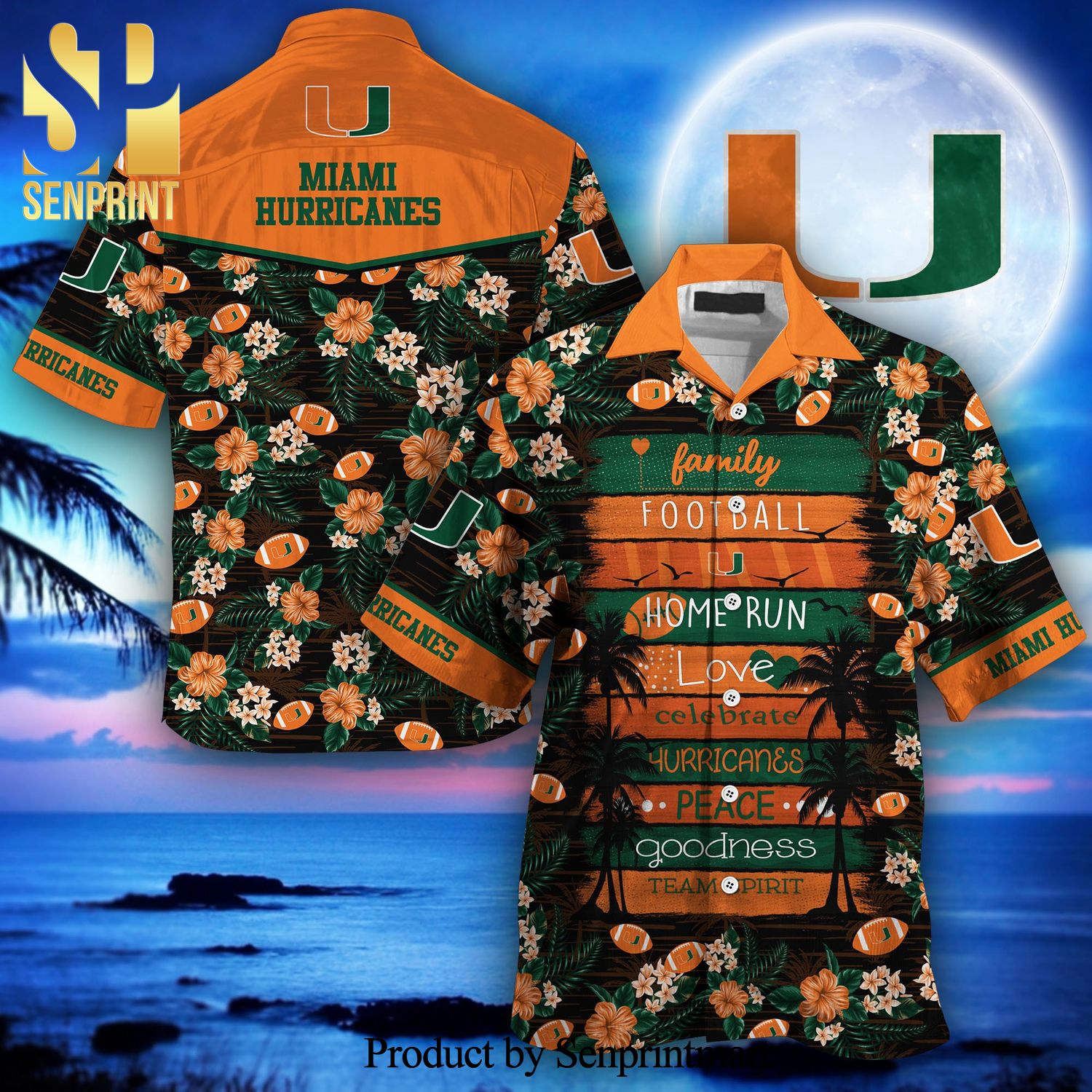 Miami Hurricanes Full Printing Hawaiian Shirt New Gift for Summer