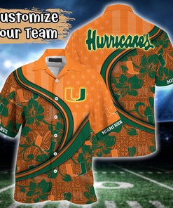 Miami Hurricanes NCAA US Flag Flower Hawaii Shirt For Fans