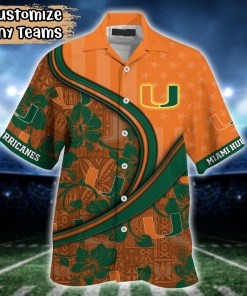 Miami Hurricanes NCAA US Flag Flower Hawaii Shirt For Fans