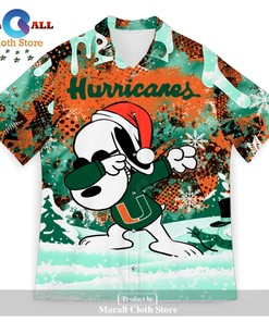 Miami Hurricanes Snoopy Dabbing The Peanuts 3D Hawaiian Shirt