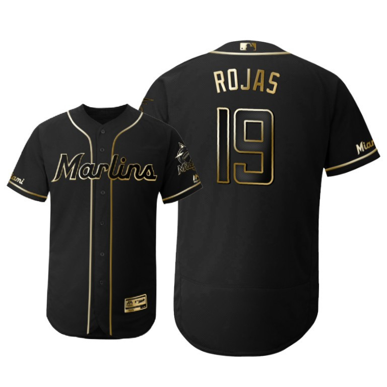 Miami Marlins #19 Miguel Rojas Mlb 2019 Golden Brandedition Black Jersey Gift For Marlins Fans