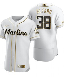 Miami Marlins #38 Jorge Alfaro Mlb Golden Brandedition White Jersey Gift For Marlins Fans