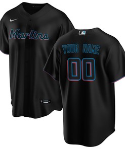 Miami Marlins Alternate Replica Custom Jersey - Black Custom Jerseys Mlb Ver 1