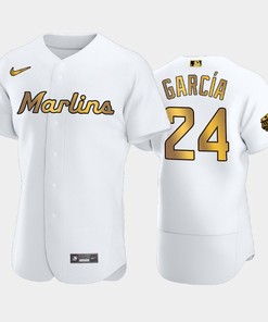 Miami Marlins Avisail Garcia 24 White Gold 2022-23 All-Star Game Jersey