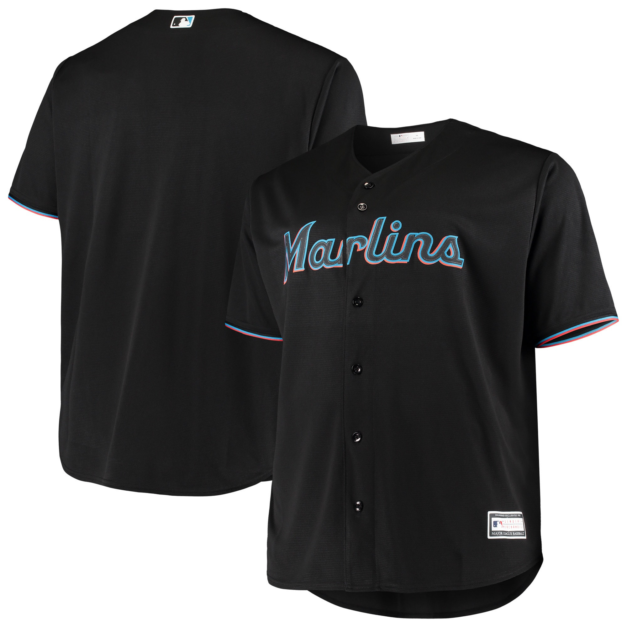 Miami Marlins Big & Tall Replica Team Jersey - Black Mlb