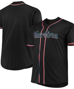 Miami Marlins Majestic Big & Tall Alternate Replica Team Jersey - Black Mlb