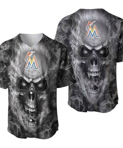 Miami Marlins Mlb Fan Skull Baseball Jersey