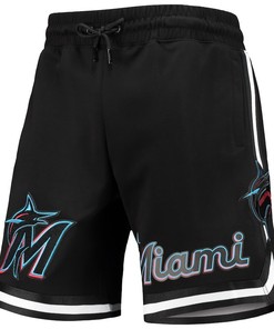 Miami Marlins Team Logo Shorts - Black, Men
