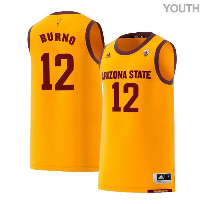 Micah Burno 12 Arizona State Sun Devils Retro Basketball Youth Jersey - Yellow