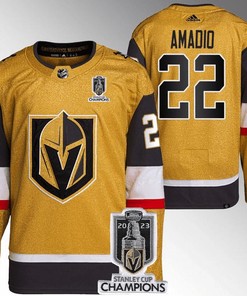 Michael Amadio 22 Vegas Golden Knights 2023 Stanley Cup Champions Patch Breakaway Home Jersey - Gold