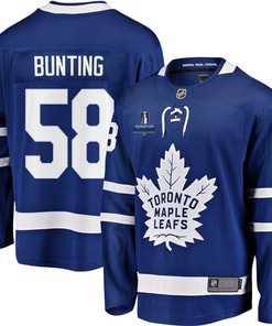 Michael Bunting 58 Toronto Maple Leafs Stanley Cup 2023 Playoffs Patch Home Breakaway Men Jersey - Blue