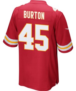 Michael Burton 45 Kansas City Chiefs Super Bowl LVII Champions 3 Stars Men Game Jersey - Red