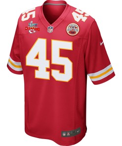 Michael Burton 45 Kansas City Chiefs Super Bowl LVII Champions 3 Stars Men Game Jersey - Red