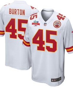Michael Burton 45 Kansas City Chiefs Super Bowl LVII Champions 3 Stars Men Game Jersey - White