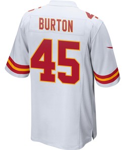Michael Burton 45 Kansas City Chiefs Super Bowl LVII Champions 3 Stars Men Game Jersey - White
