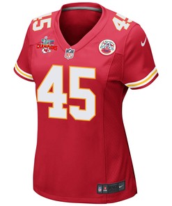 Michael Burton 45 Kansas City Chiefs Super Bowl LVII Champions 3 Stars Women Game Jersey - Red
