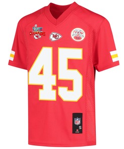Michael Burton 45 Kansas City Chiefs Super Bowl LVII Champions 3 Stars Youth Game Jersey - Red