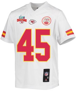 Michael Burton 45 Kansas City Chiefs Super Bowl LVII Champions 3 Stars Youth Game Jersey - White