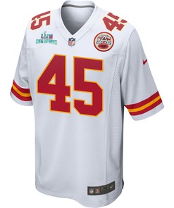 Michael Burton 45 Kansas City Chiefs Super Bowl LVII Champions Men Game Jersey - White