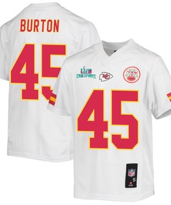 Michael Burton 45 Kansas City Chiefs Super Bowl LVII Champions Youth Game Jersey - White