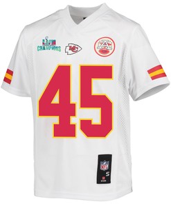 Michael Burton 45 Kansas City Chiefs Super Bowl LVII Champions Youth Game Jersey - White