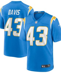 Michael Davis 43 Los Angeles Chargers Game Jersey - Powder Blue