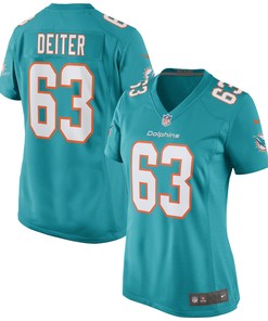Michael Deiter Miami Dolphins Womens Game Jersey - Aqua Nfl