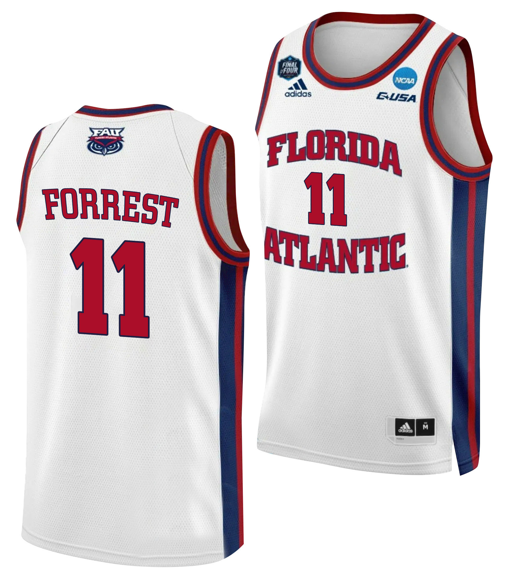 Michael Forrest 11 FAU Owls 2023 Final Four Basketball Men Jersey- White