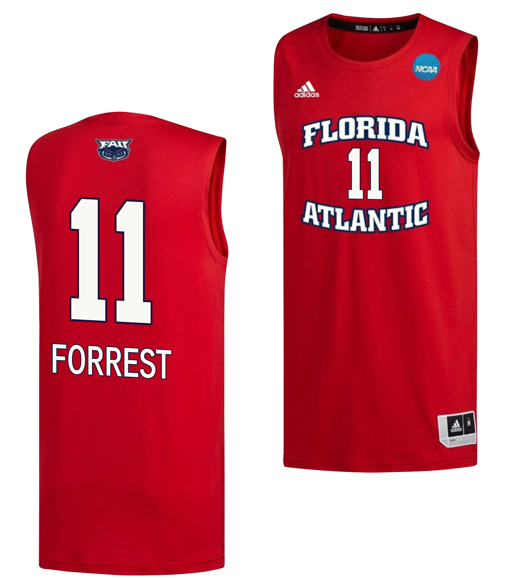 Michael Forrest 11 FAU Owls 2023 March Madness Basketball Men Jersey- Red