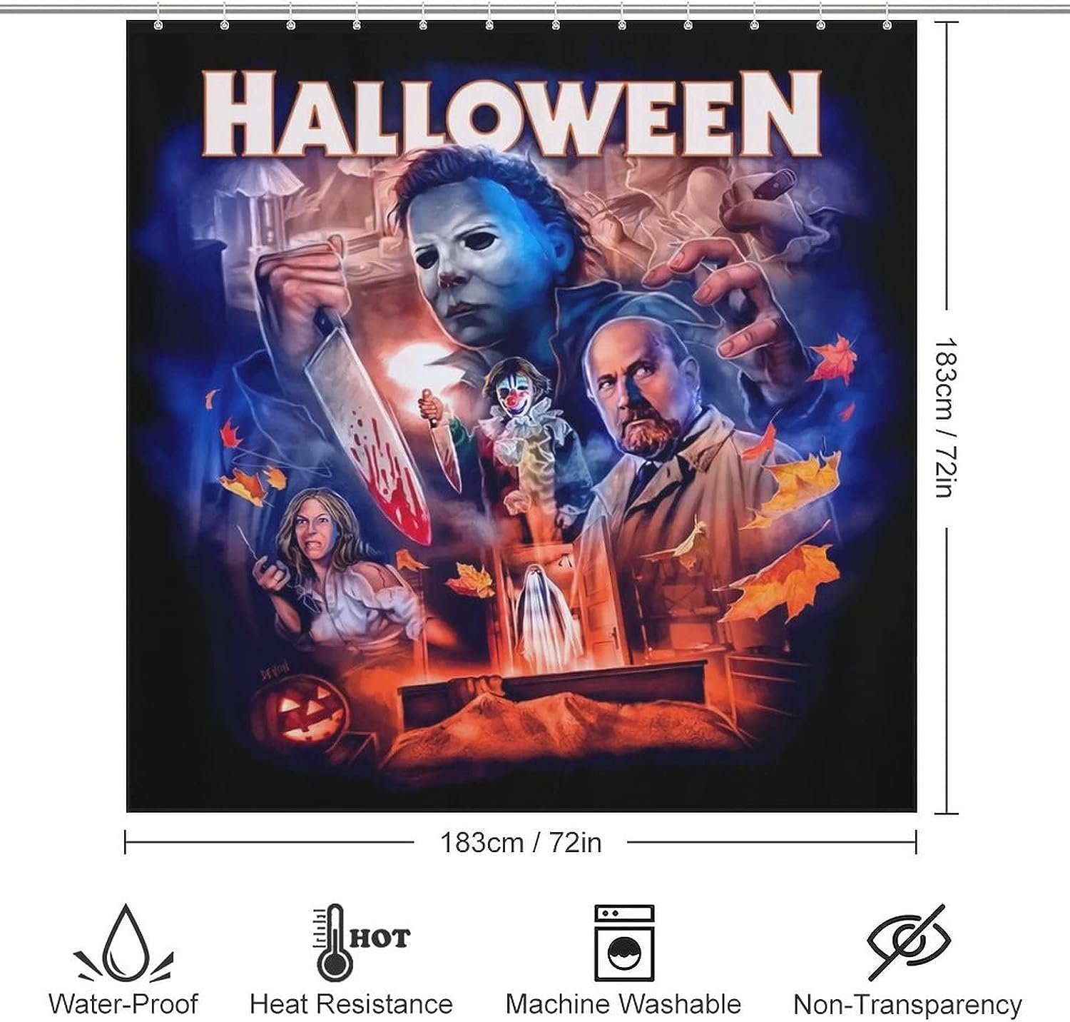 Michael Myers Halloween Heat Transfer Bathroom Shower Curtain